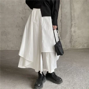 Jupe Culotte Longue Blanche Asymétrique À Superposition Fluide Style Moderne