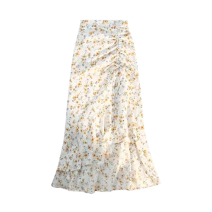 Jupe Fleurie Drapée Taille Haute Style Bohème Chic Été