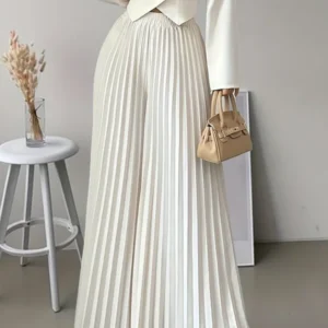 Jupe Culotte Plissée Longue Blanche