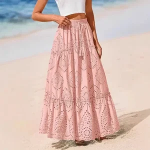 Jupe Bohème Rose Longue